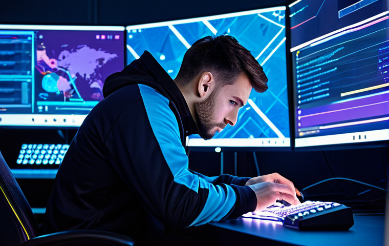 A focused professional esports athlete, male, wearing a modern esports jersey and comfortable yet professional attire, deeply concentrating at a high-tech gaming desk. The scene is set in a futuristic training room with subtle holographic UI elements displayed on the monitor, reflecting a strategic map. Vibrant blue and purple LED lighting illuminates the space. The player's hands are precisely positioned on the keyboard and mouse, embodying intense concentration. fully clothed, appropriate attire, modest clothing, safe for work, appropriate content, professional, perfect anatomy, correct proportions, natural pose, well-formed hands, proper finger count, natural body proportions, high-resolution, studio photography, sharp focus.