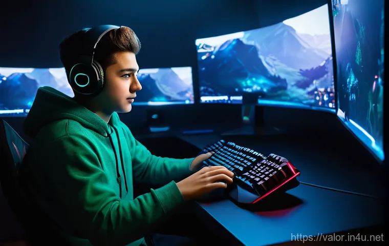 발로란트 신규 유저 전용 팁 - **Prompt 1: New Player's First Setup**
    A young person, around 18-20 years old, with an excited a...