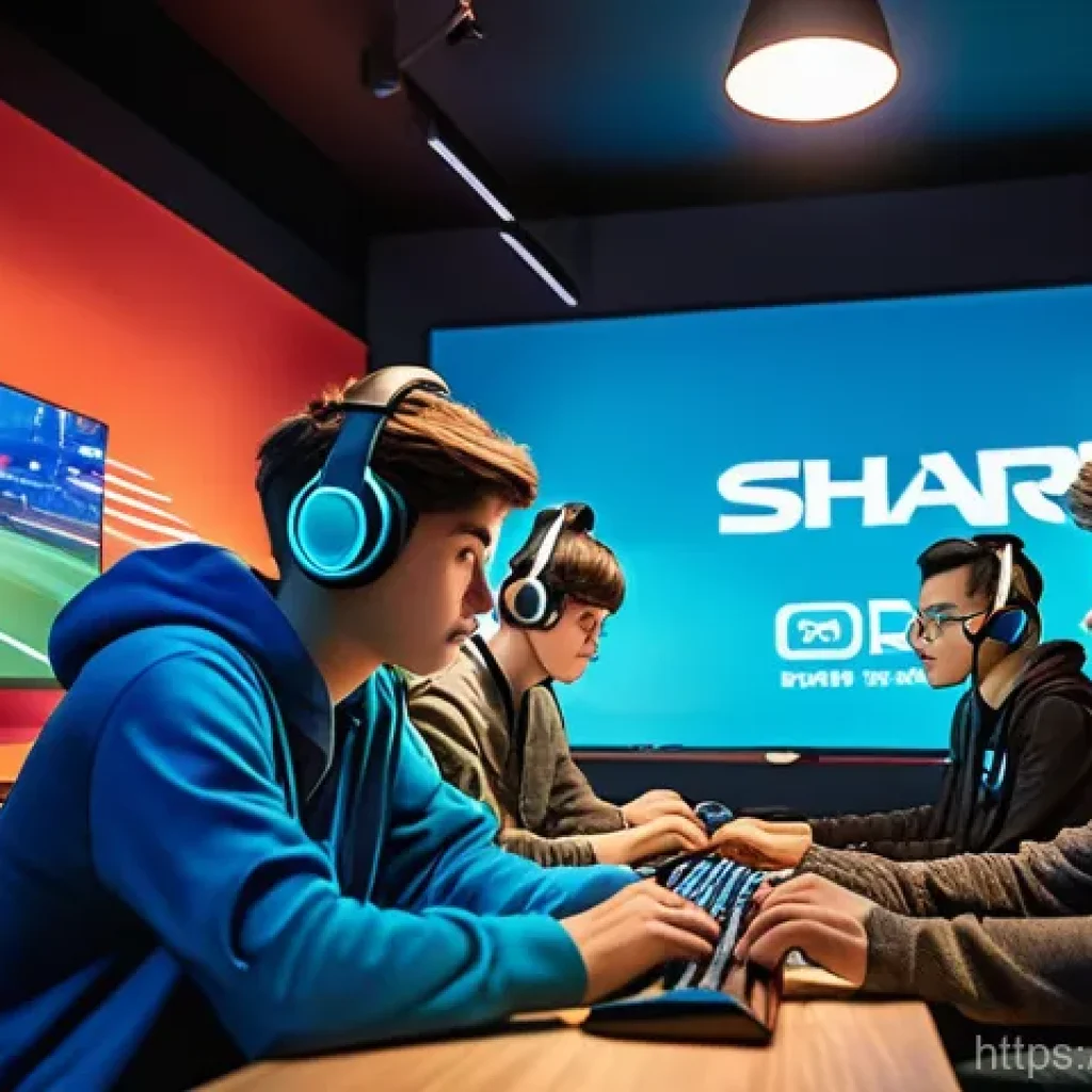 발로란트 프로팀과 아마추어팀 비교 - A dynamic scene in a modern, vibrant esports cafe. Several diverse teenagers, aged 15-17, are intens...