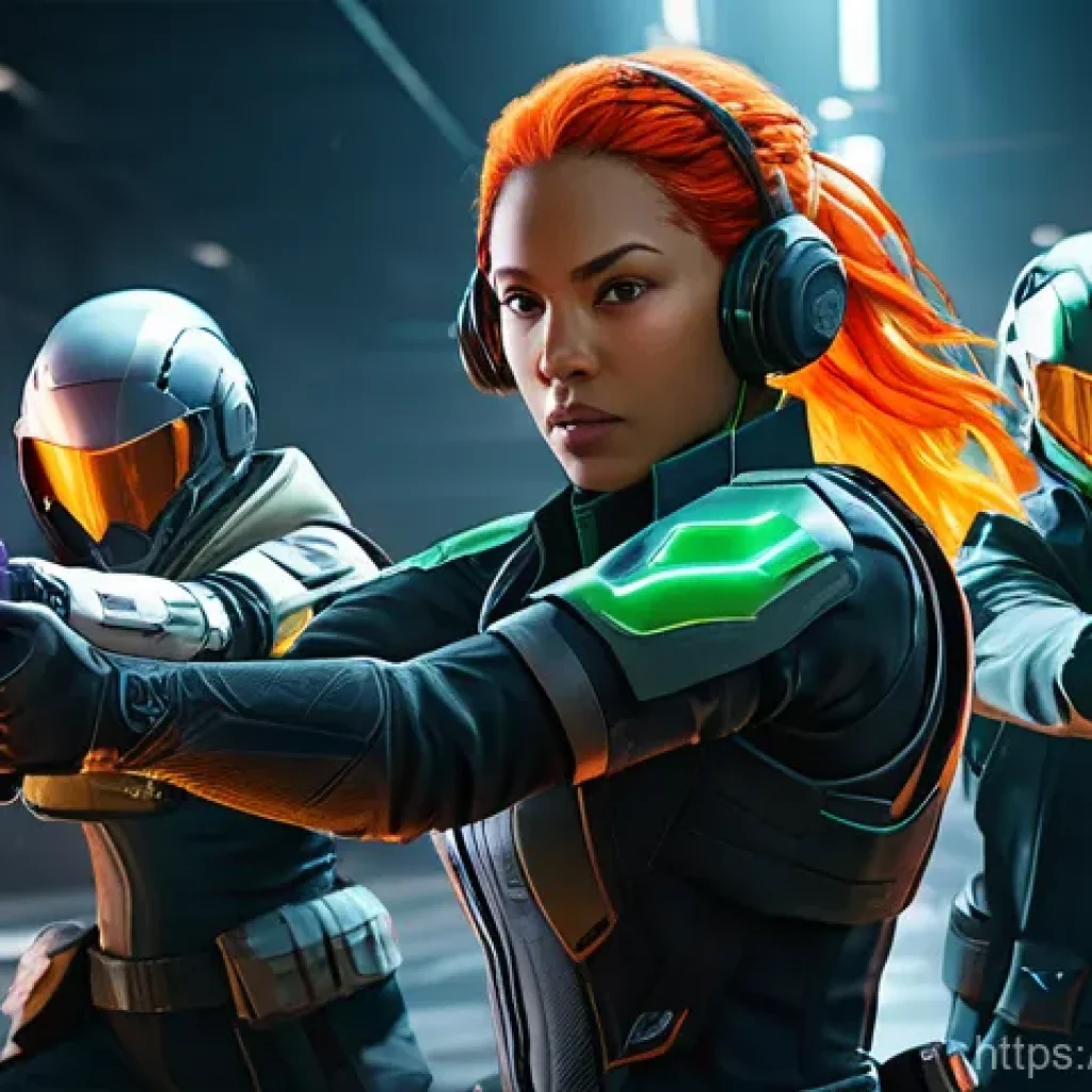 발로란트 초보자가 해야 할 10가지 - **Valorant Agent Teamwork in Action:** A vibrant, action-packed scene on a futuristic Valorant map, ...