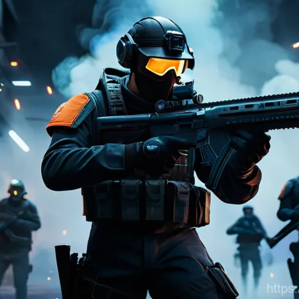 발로란트 최고의 에이전트 공략 - A dynamic, cinematic shot of Valorant agents Omen and Brimstone collaborating on a futuristic battle...