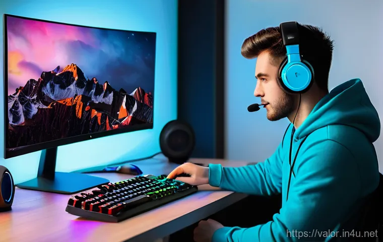 발로란트 콘텐츠 제작자의 팁 - **Prompt 1: Valorant Content Creator in Action**
    A focused male content creator, in his mid-20s,...