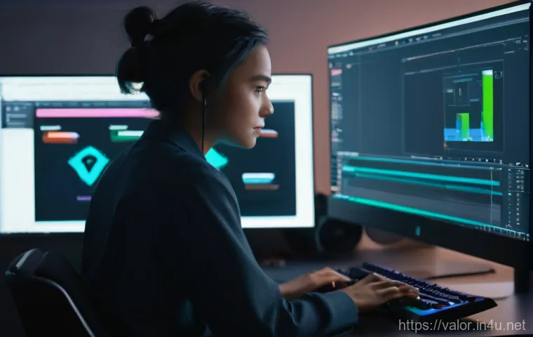 발로란트 콘텐츠 제작자의 팁 - **Prompt 1: Valorant Content Creator in Action**
    A focused male content creator, in his mid-20s,...