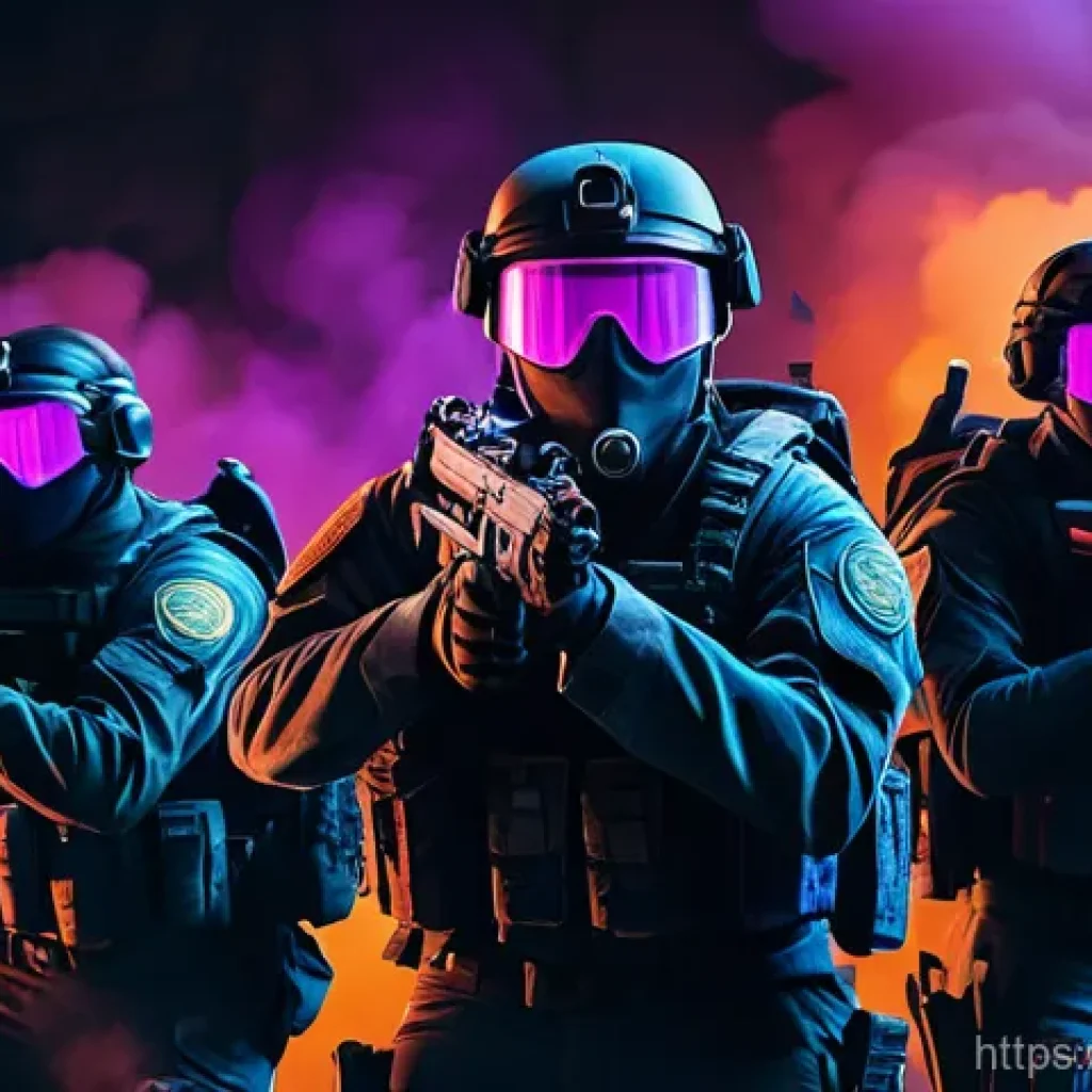 발로란트 유저 리뷰에 기반한 추천 - A cinematic, wide-angle shot of a Valorant team in a tactical firefight on the 'Ascent' map. In the ...