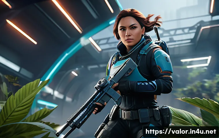 발로란트 맵 내 필수 위치 소개 - A highly detailed, action-packed scene from Valorant on the Haven map, specifically the A-site "Heav...