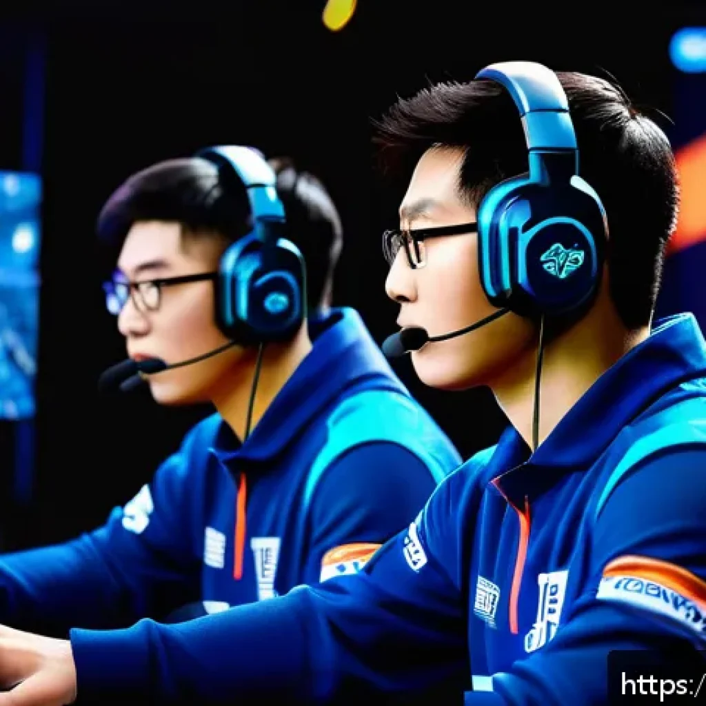 발로란트 최고의 경기 전략 콘텐츠 - A dynamic esports scene depicting a professional Valorant team in intense communication during a mat...