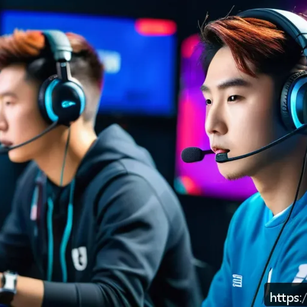 발로란트 커뮤니티에서 살아남는 법 - A vibrant esports team in a modern gaming room, focused and communicating clearly through headsets; ...