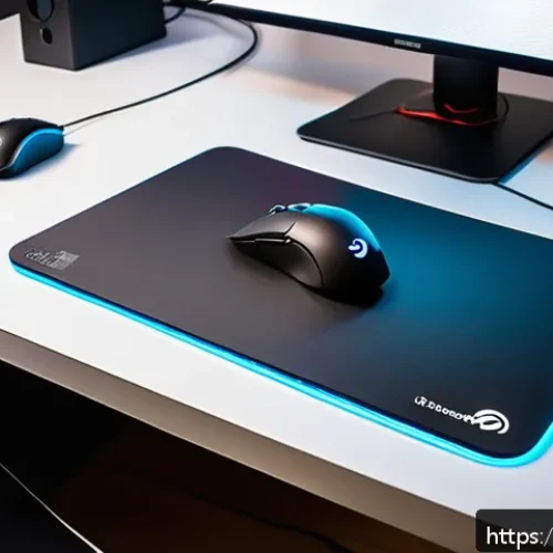 Home 17 발로란트 추천 마우스 패드 - A high-resolution close-up image of a professional gaming setup focused on a SteelSeries QCK PRO mou...