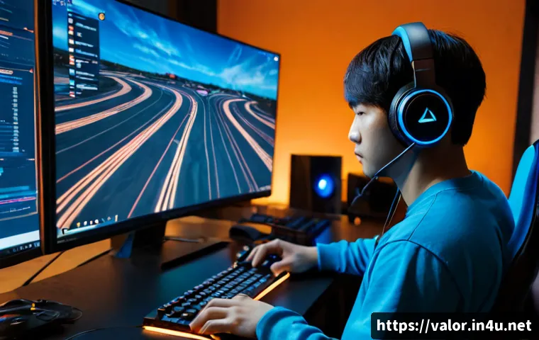 Home 15 발로란트 게임 내 최고의 전략 - Photorealistic esports strategy scene, focused young gamer wearing a headset studying a clean tactic...