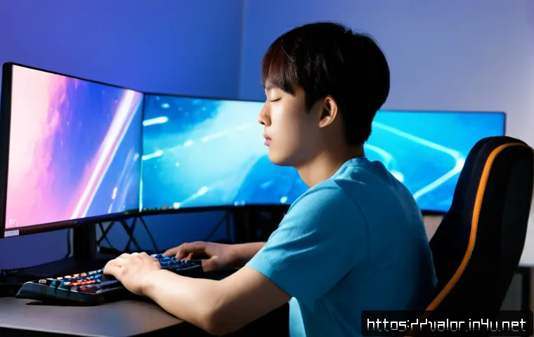 Home 30 발로란트 실력 향상을 위한 멘탈 관리 - Photorealistic young adult esports player practicing calm mental focus at a clean gaming desk, hands...